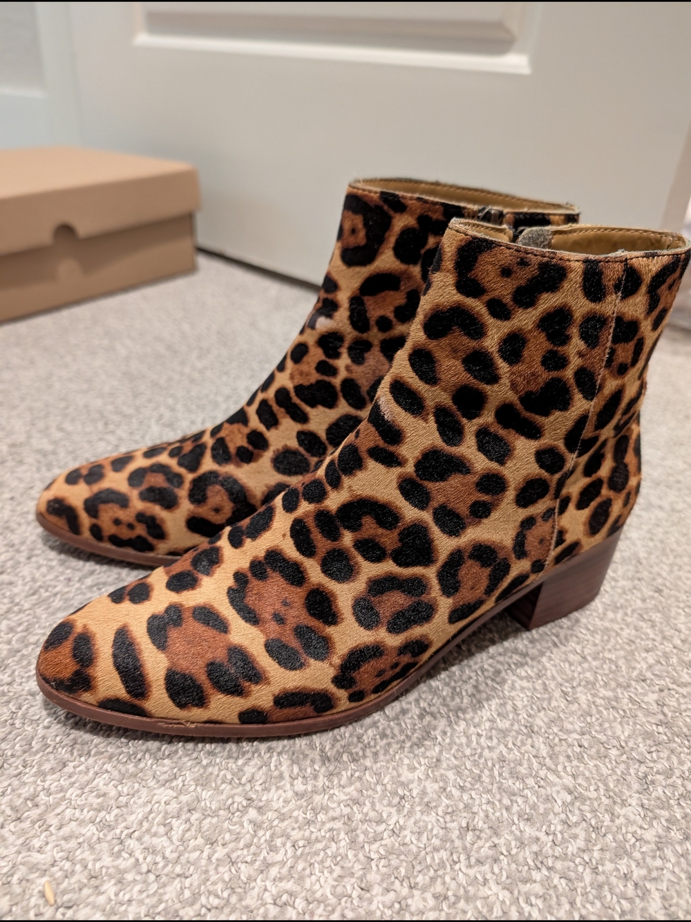 J. Crew Leopard-Print Ankle Booties in Brown & Black